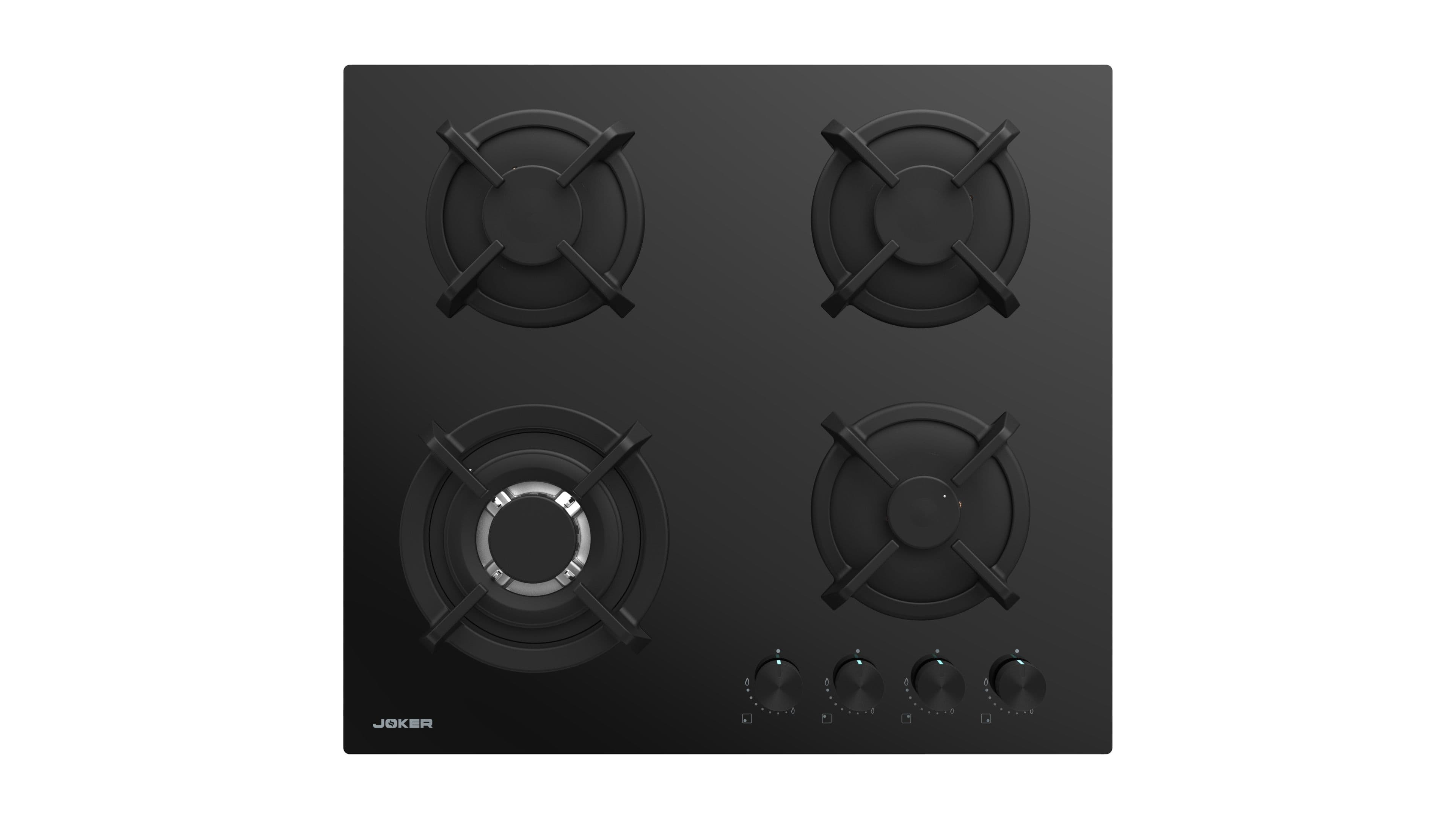 Plaque Gaz Cappo 4 Feux Noir 60 cm — Grilles Fonte FFD — JP-605N